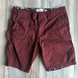 Cactus Man by Ricky Singh Burgundy Dot Print Shorts 32 | Men’s Casual Chino